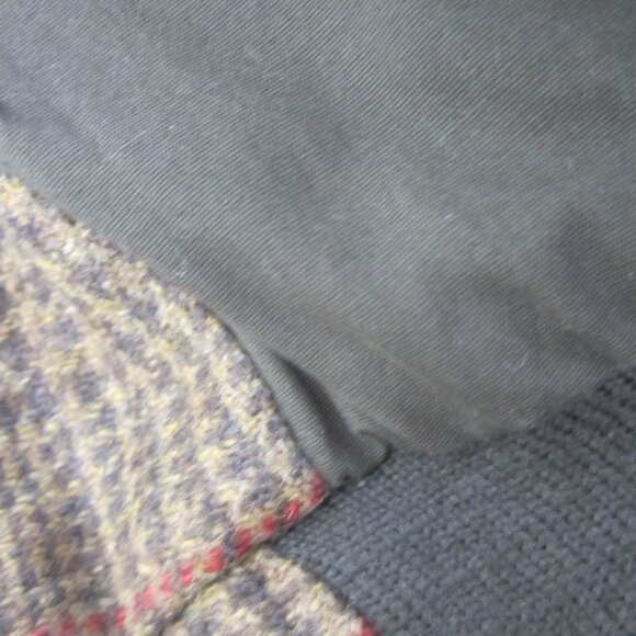 Orvis Mens Large Brown Houndstooth Plaid Wool Bomber Full Zip Jacket Pockets - Picture 15 of 16